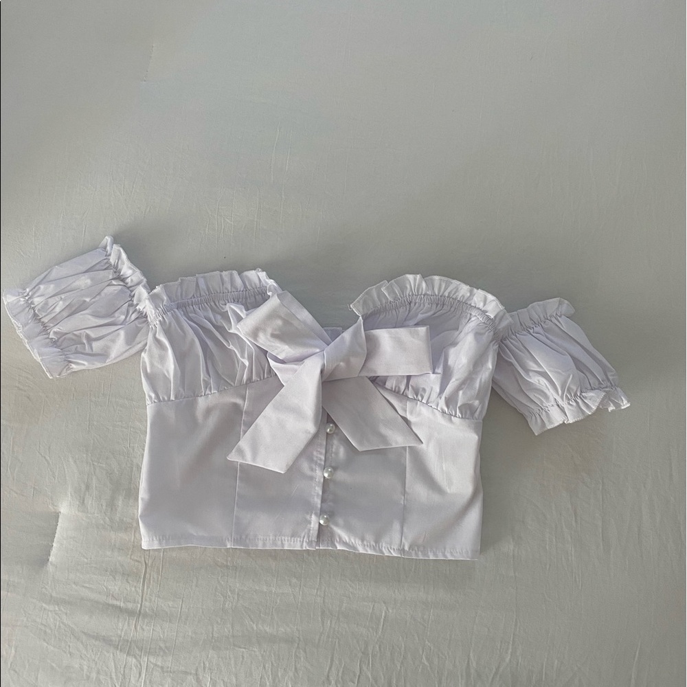 White Button Up Tie Top